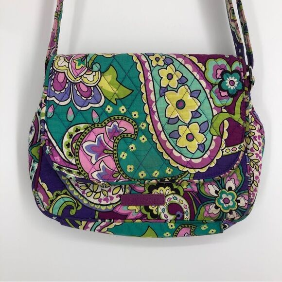 VERA‎ BRADLEY Purple Floral Paisley Hipster Crossbody Purse - Picture 1 of 12